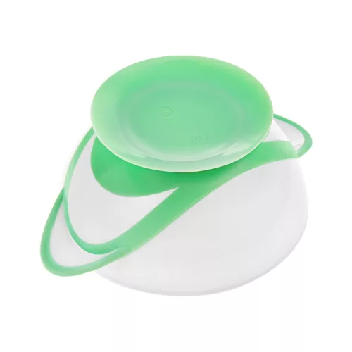 Akuku fedeles baba tál tapadókoronggal és kanállal - zöld - 0504