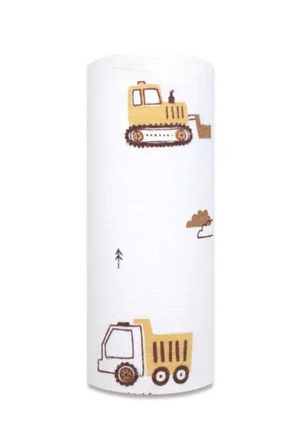Nyomott mintás tetra pelenka 70x80 cm - Bézs traktor