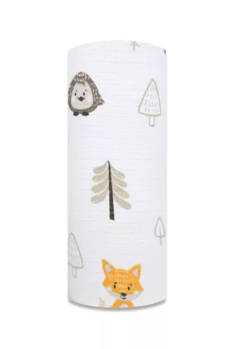 Nyomott mintás tetra pelenka 70x80 cm - Róka és barátai