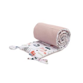   SEN Prémium duplafalú fejvédő kiságyba 180x30 cm - rókás/rose