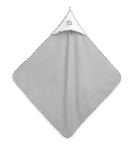 Baba kapucnis fürdőlepedő 100x100 cm - szürke mosómedve mintás
