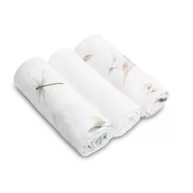 Muszlin pelenka 70x80 cm pamut 3 db - fehér mintás