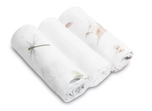 Muszlin pelenka 70x80 cm pamut 3 db - fehér mintás