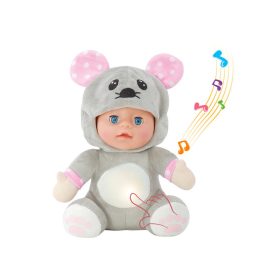Baby Sunki zenélő, világító altató egér baba, 25 cm