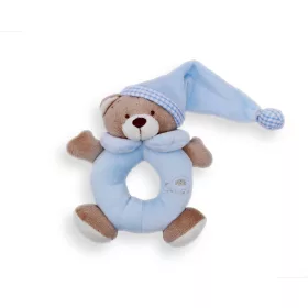 Plüss maci csörgő - kék 14 cm