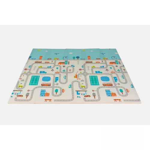 Baba játszószőnyeg 180x200 cm kétoldalas összehajtható - Vehicles