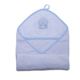 Baba fürdőlepedő - hímzett - 80x80 cm - kék oroszlán