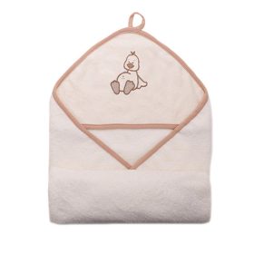 Baba fürdőlepedő - hímzett - 110x110 cm - drapp kacsa