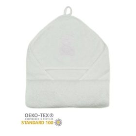 Baba fürdőlepedő - hímzett - 80x80 cm - fehér maci