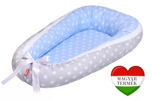 Scamp pamut babafészek kókuszbetétes - Blue Grey Stars