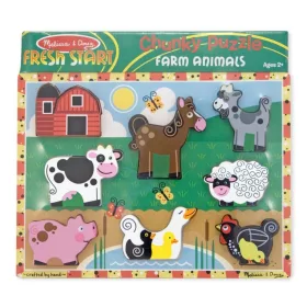   Melissa & Doug Készségfejlesztő játék, Könnyen megfogható puzzle, farm