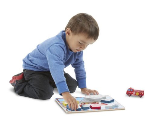 Melissa & Doug Készségfejlesztő játék, Könnyen megfogható puzzle, járművek