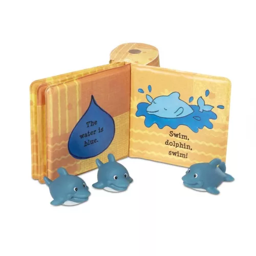 Melissa & Doug, fürdőjáték, vízálló könyv, bébi delfinek