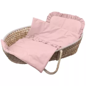   Infantilo NiKiDs babakocsi, babaöböl ágynemű szett fodorral - pamut - pink