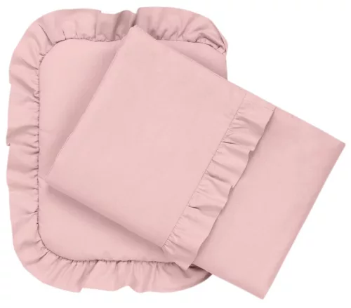 Infantilo NiKiDs babakocsi, babaöböl ágynemű szett fodorral - pamut - pink