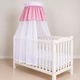 Voile baldachin függöny 290x140 cm - fehér-pink
