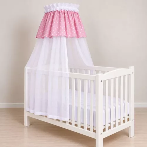 Voile baldachin függöny 290x140 cm - fehér-pink