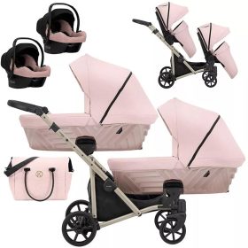   Kunert Ivento DUO 4in1 ikerbabakocsi champagne  vázzal - smoky pink