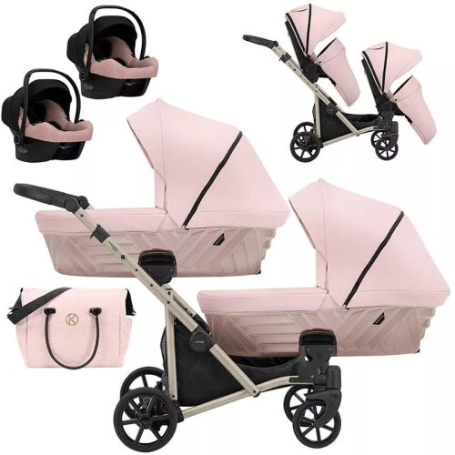 Kunert Ivento DUO 4in1 ikerbabakocsi champagne  vázzal - smoky pink