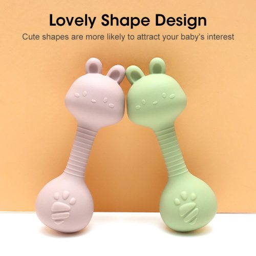 NiKiDs szilikon fogzást segítő rágóka csörgővel RABBIT Green