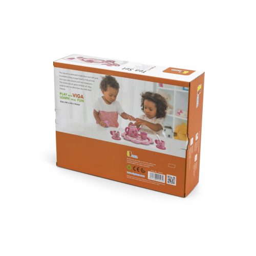 Viga 44543 Tea és kávé készlet rózsaszín virág bükkfából