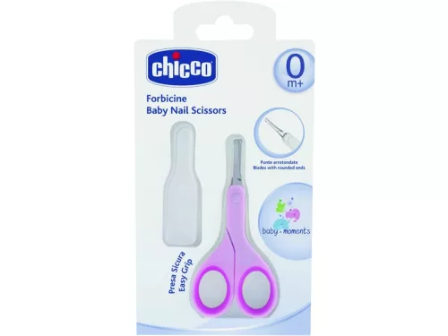 Chicco olló hajlított véggel, tetővel - rózsaszín