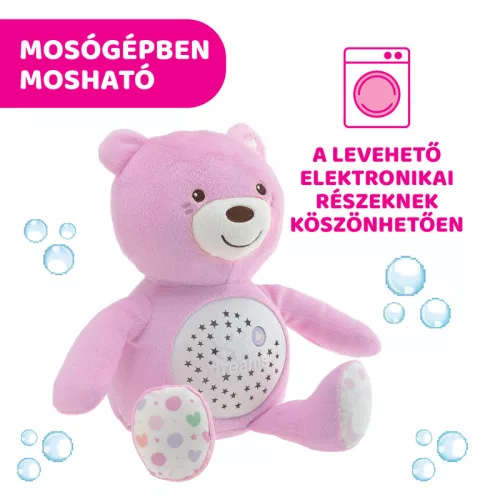 Chicco Baby Bear plüss maci projektor, vetítő és éjszakai lámpa rózsaszín