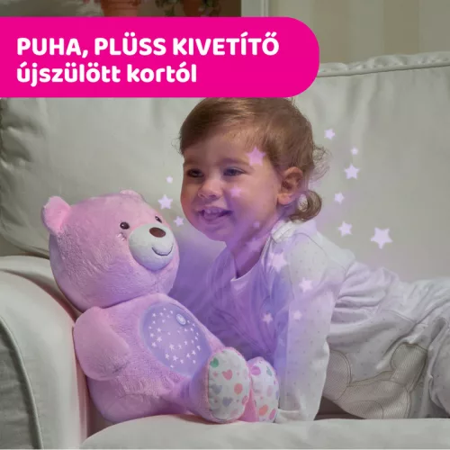 Chicco Baby Bear plüss maci projektor, vetítő és éjszakai lámpa rózsaszín