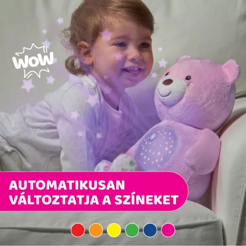 Chicco Baby Bear plüss maci projektor, vetítő és éjszakai lámpa rózsaszín