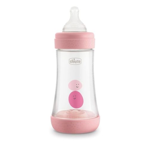 CHICCO Perfect5 240 ml biofunkcionális cumisüveg közepes folyású pink