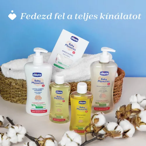 Chicco Baby Moments Sensitive micellás fürdető – gyapotmagolajjal és E-vitaminnal (500 ml)