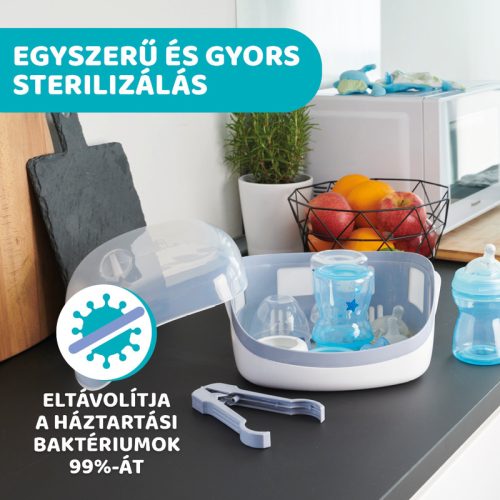 Chicco mikrohullámú sterilizáló – 600–1200 W, 3–8 perc