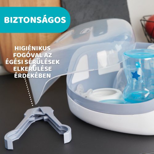 Chicco mikrohullámú sterilizáló – 600–1200 W, 3–8 perc