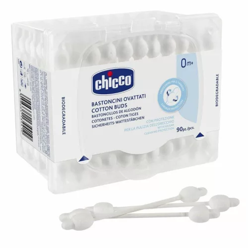 Chicco Biztonsági fültisztító pálcika tiszta gyapotvéggel – 90 db