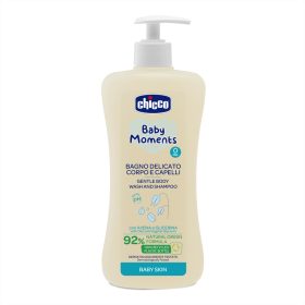   Chicco Fürdető & sampon 500 ml - újszülöttbőrre Baby Moments zabkivonat és növényi glicerin, semleges pH
