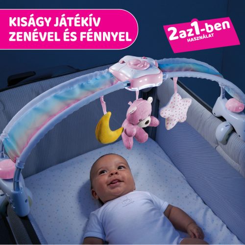 Chicco Rainbow Sky kiságy játékhíd és éjszakai fény - rózsaszín