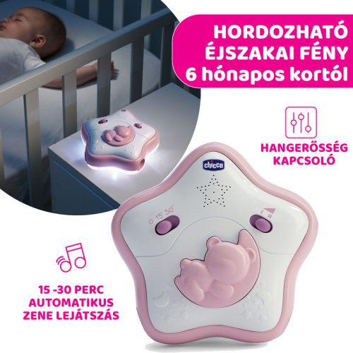 Chicco Rainbow Sky kiságy játékhíd és éjszakai fény - rózsaszín