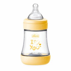   CHICCO Perfect5 150 ml biofunkcionális cumisüveg lassú folyású - sárga