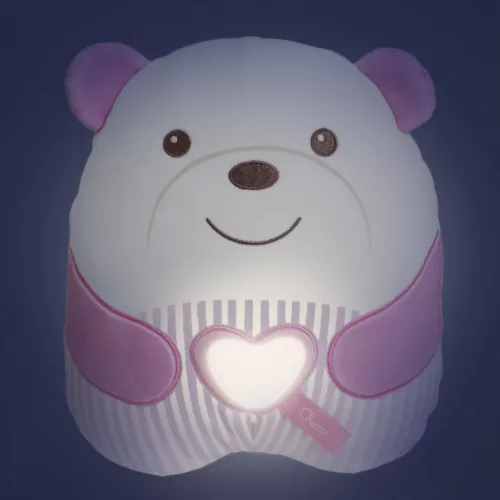 Chicco altató plüss maci zenélő és éjjeli fénnyel pink