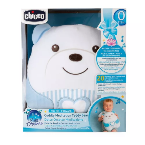 Chicco altató plüss maci zenélő és éjjeli fénnyel kék