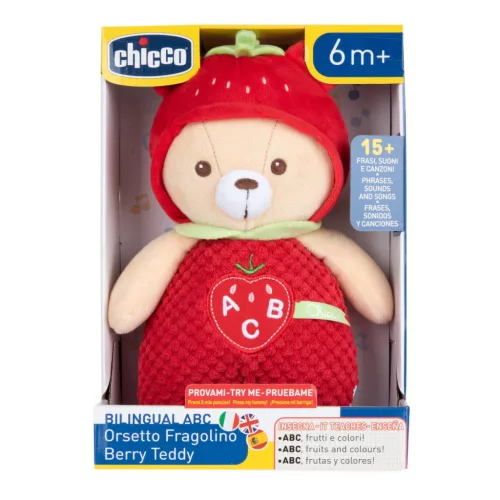 Chicco beszélő plüss maci Berry 3 nyelven oktató
