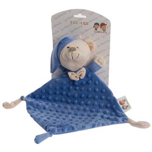 Gamberritos szundikendő - plüss buborékos minky - hálósapkás maci kék