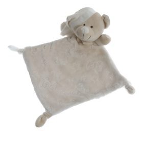   Gamberritos szundikendő - plüss maci csillagmintás hálósapkás maci bézs