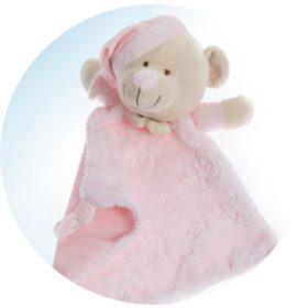   Gamberritos szundikendő - plüss maci csillagmintás hálósapkás maci rózsaszín