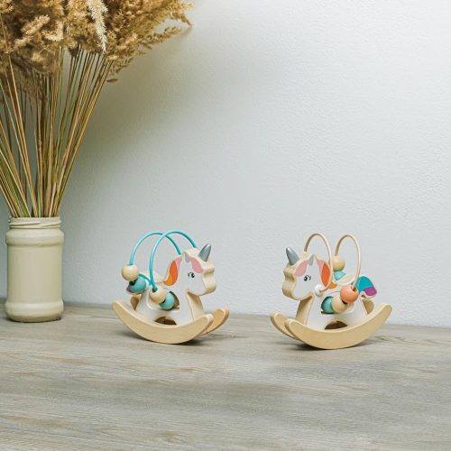 Zopa fa játék golyóvezető mini hintázó unikornis - menta