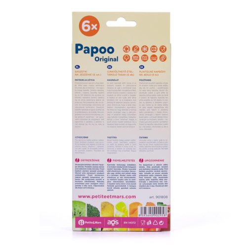 PETITE&MARS Bébiétel tasak újratölthető Papoo Original oroszlán 6 db