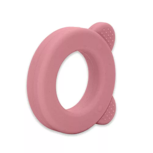 PETITE&MARS Beary Szilikon rágóka csörgővel Dusty Rose 0m+