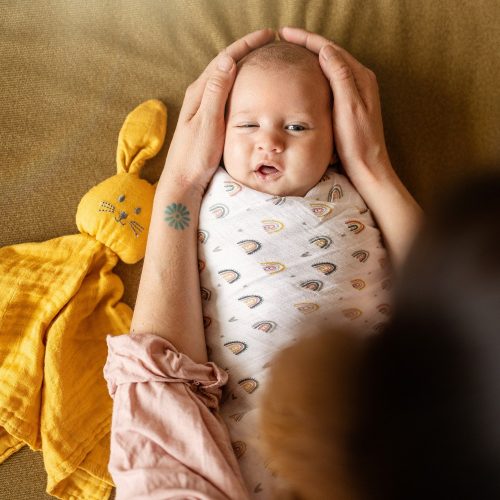 PETITE&MARS Bambusz muszlin szundikendő Hugo Intense Ochre 0hó+