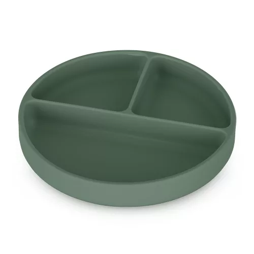 Petite&Mars szilikon osztott tányér - kerek Take&Match Misty Green 6m+
