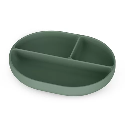 Petite&Mars szilikon osztott tányér - ovális Take&Match Misty Green 6m+